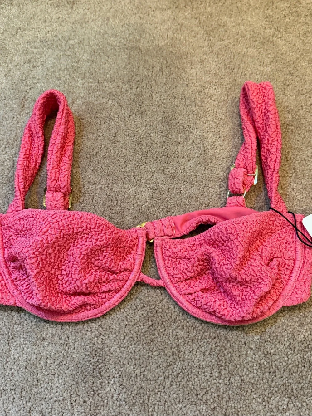 NWT new medium free people montce dita bikini top pink texture underwire Demi